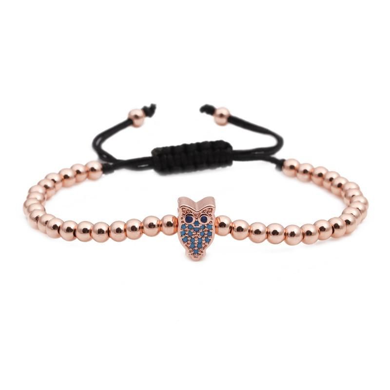 Unisex Cross Owl Copper Bead Weave Bracelet Nhyl122542