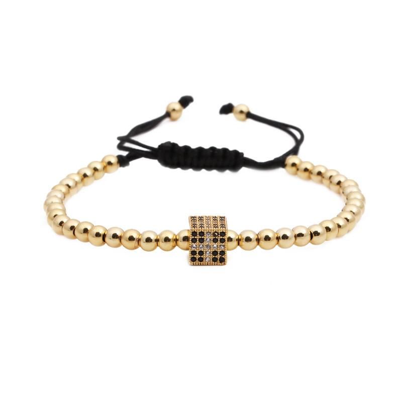 Fashion Cross Square Copper Bead Bead Weave Bracelet Nhyl122556