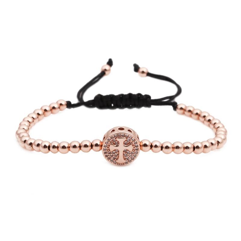 Unisex Cross Copper Bead Weaving Bracelet Nhyl122588