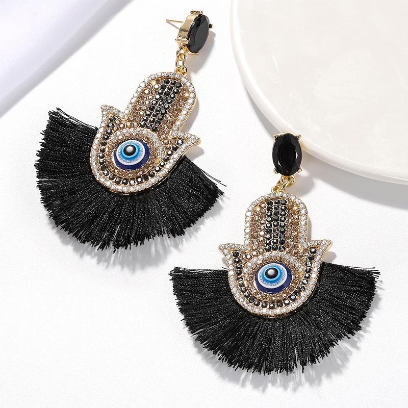 Womens Fashion Rhinestone Small Eyes Tassel Geometric Earrings Nhjq122692