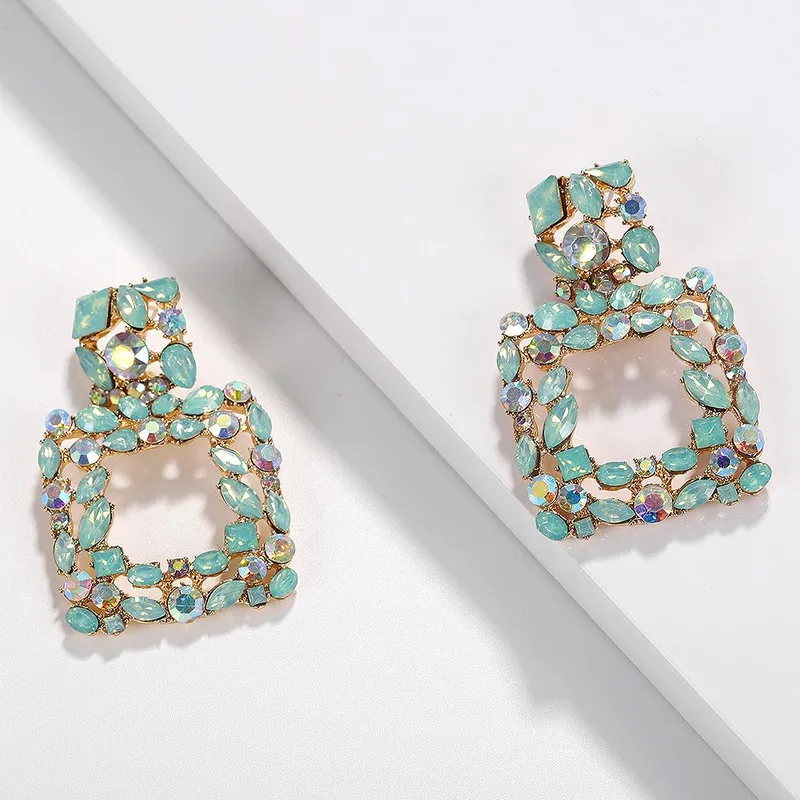 Womens Geometric Rhinestone Alloy Earrings Nhjq122949