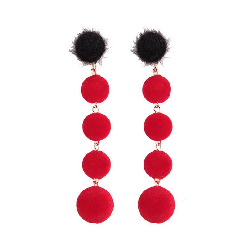 Womens Geometric Suede Ball Earrings Nhjq123022