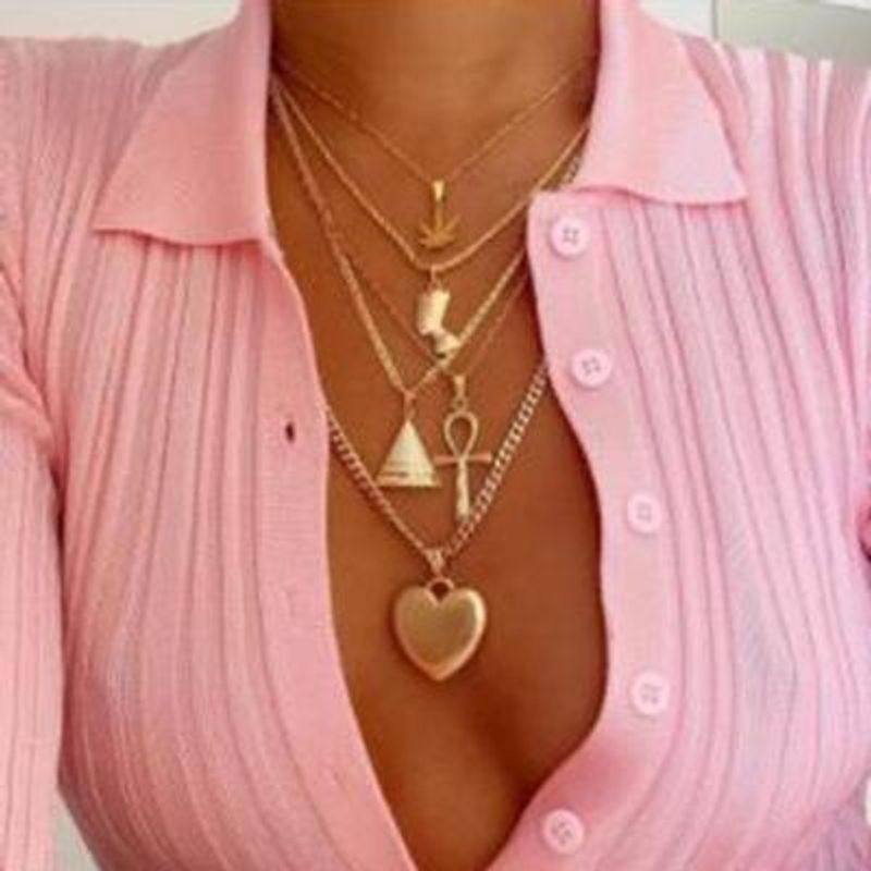 Womens Heart-shaped Electroplated Alloy Necklaces Nhgy123998