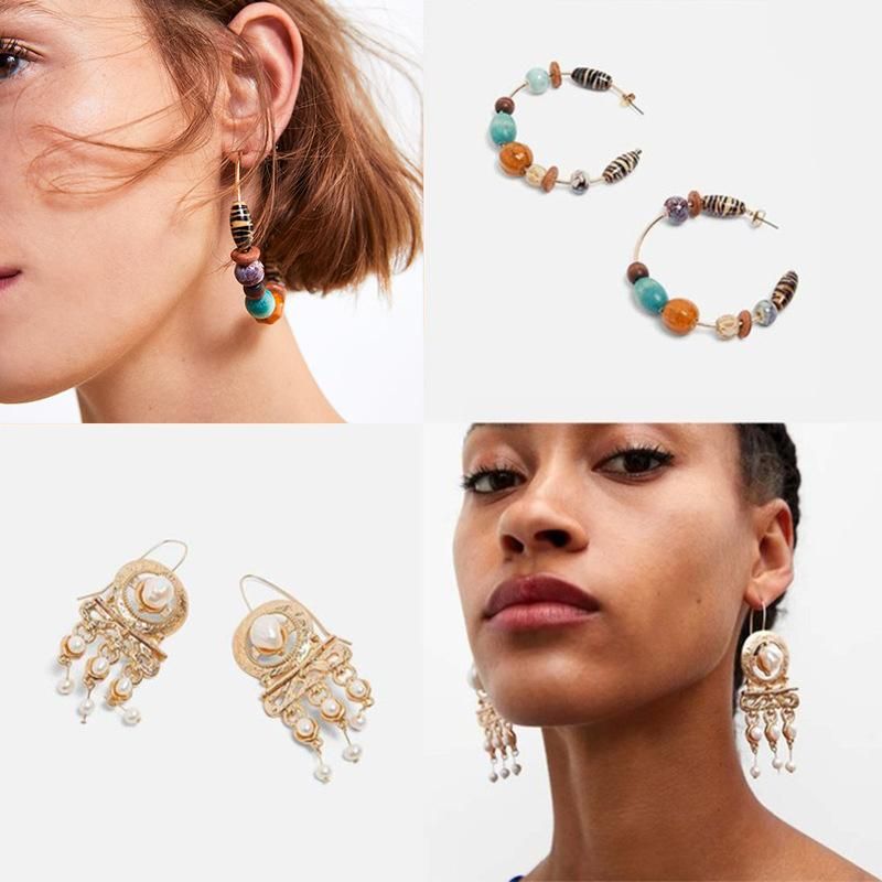 Womens Geometric Shell Beads Acrylic Earrings Nhjq124084