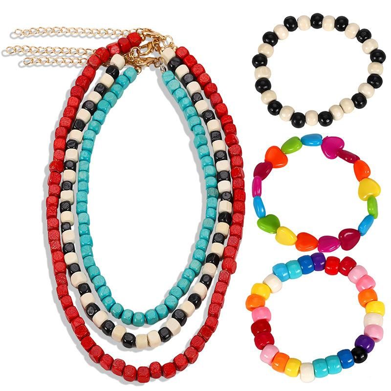 Conjunto De Joyería De Piedras Preciosas De Plástico Colorido Para Mujer Nhjq124094