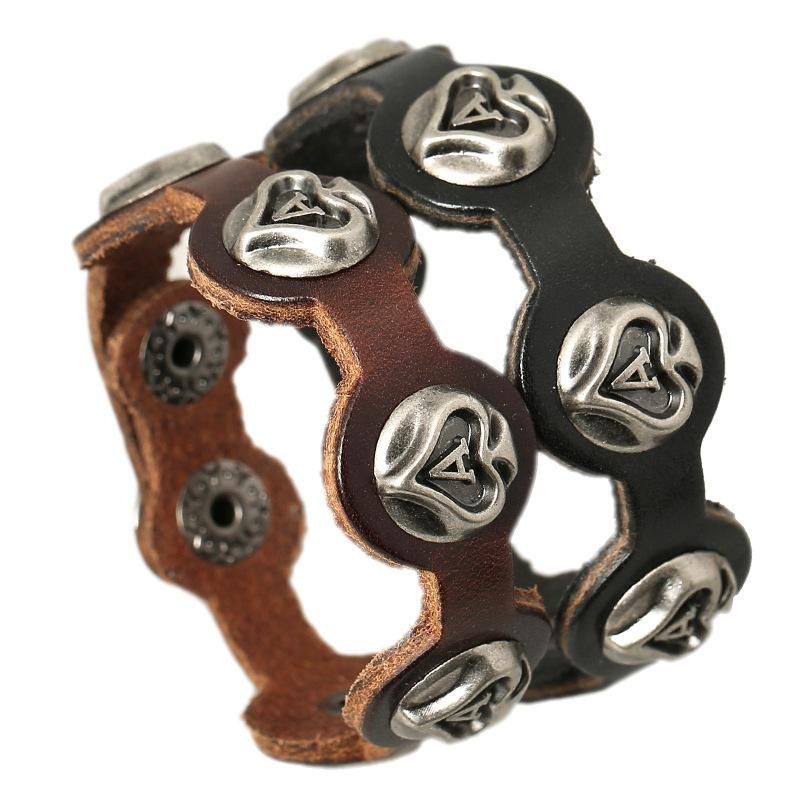 Ventes Directes D'usine En Cuir Vintage Bracelet Européen Et Américain Du Commerce Extérieur Original Unique En Cuir Bracelet Tous Les-correspondant Hommes Et Femmes De Coeur De Pêche Un Accessoires