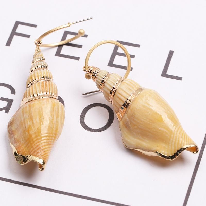 Mujer Shell Moda Literaria Retro Concha Seashell Pendientes Jj190505120204