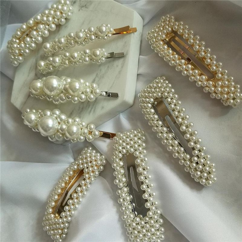 Jujia Ins Belle Perle Géométrique Perle Barrettes Clip Bang Clip Corée Du Sud Internet Star Side Clip Cheveux Accessoires