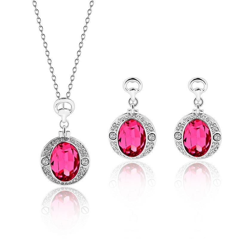 Womens Rhinestone Alloy Rhinestone Ruby Jewelry Set Xs190506120401