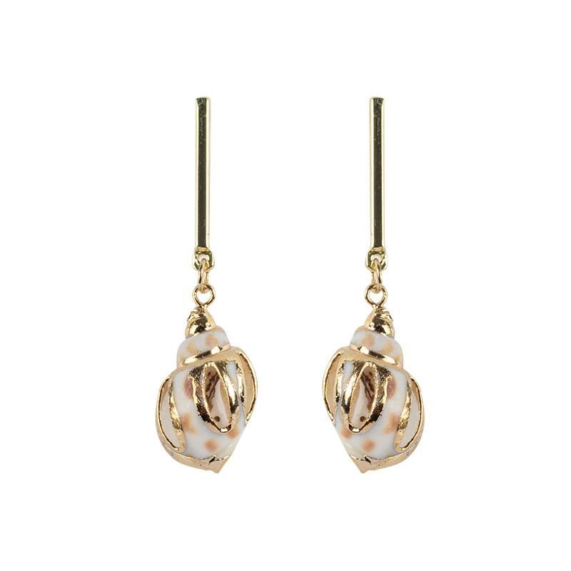 Womens Shell Simple Long Openwork Alloy-plated Edge Creative  Seashell Earrings Nhll120569