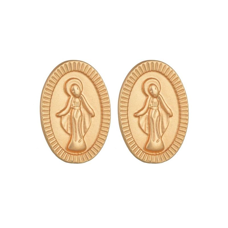 Ins Grenz Überschreitende Europäische Und Amerikanische Heiße Retro-porträt Ohrringe Kreative Religion Jungfrau Maria Ovale Legierung Ohrringe Frauen
