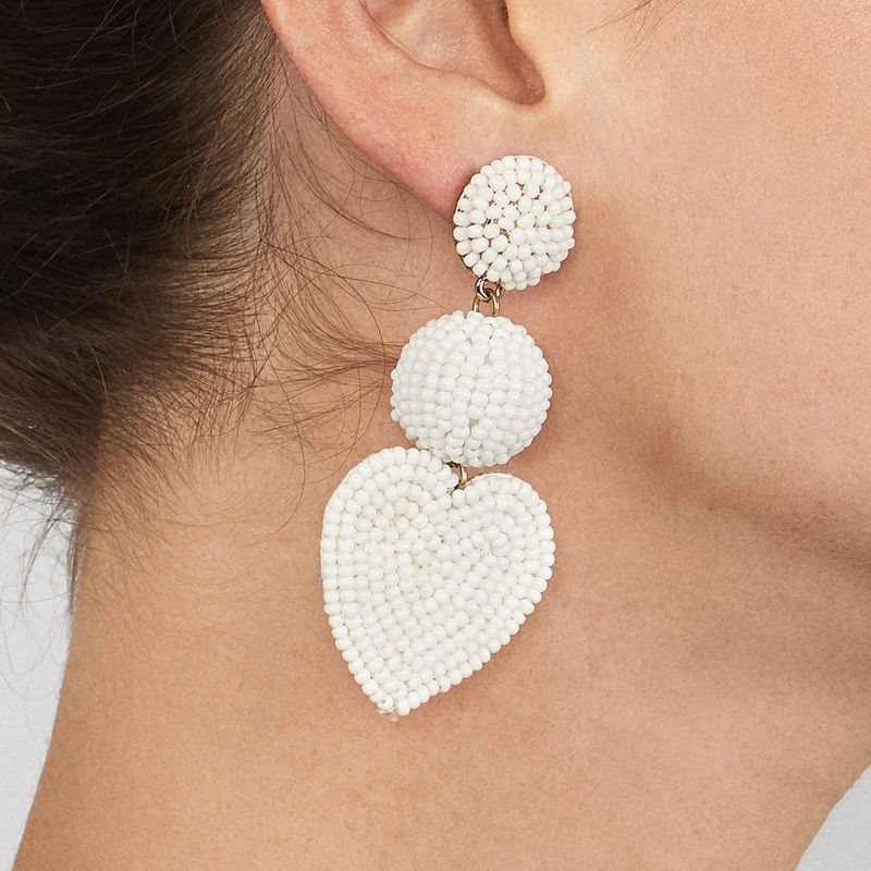 52287 Europäische Und Amerikanische Reiss Perlen Ohrringe Übertriebene Ohrringe Herzförmige Handgemachte Böhmische Kreative Reiss Perlen Weibliche Ohrringe