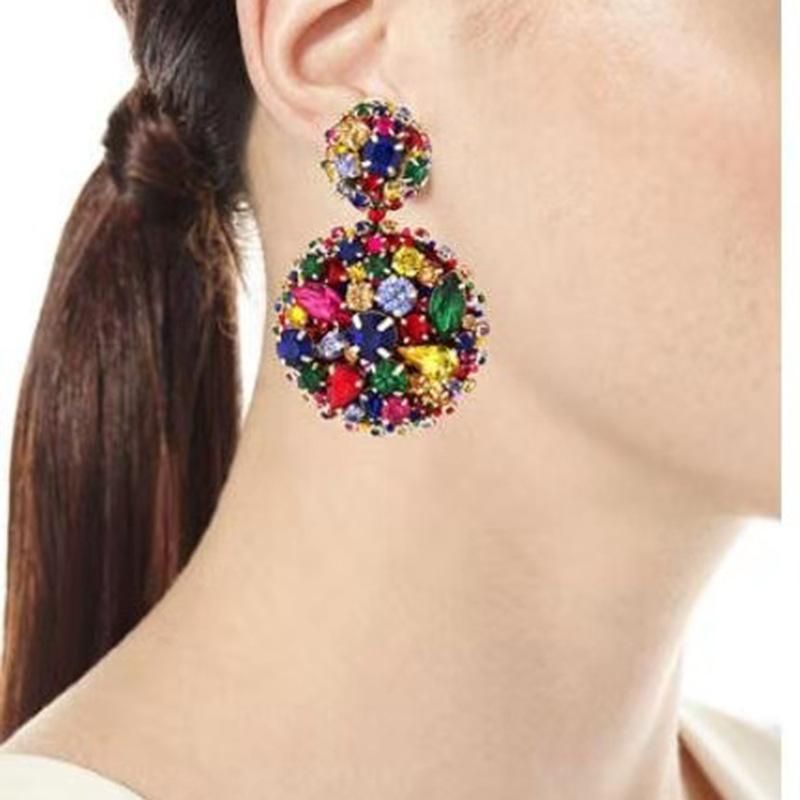 Womens Geometric Mosaic Atmosphere Alloy Earrings Nhjq126657