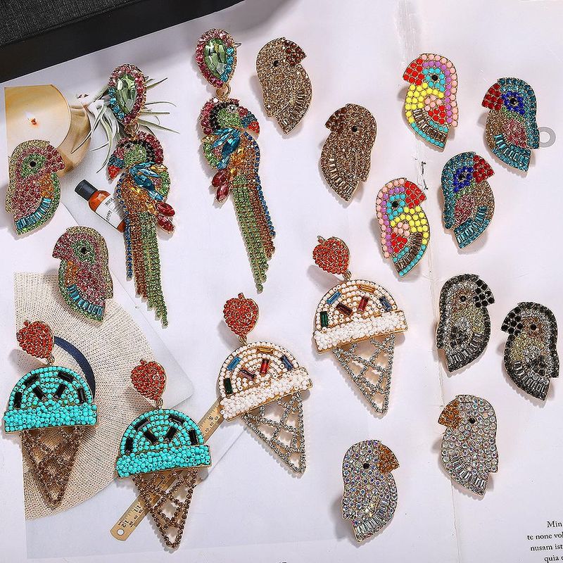 Womens Animal / Zodiac Ice Cream Alloy Rhinestone Beads Earrings Nhjq126739