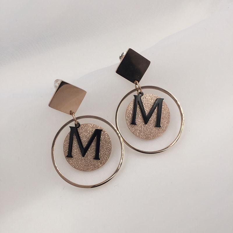 Womensfashion Letter M Earrings Frosted Sequins Circle Earrings Nhwk127183