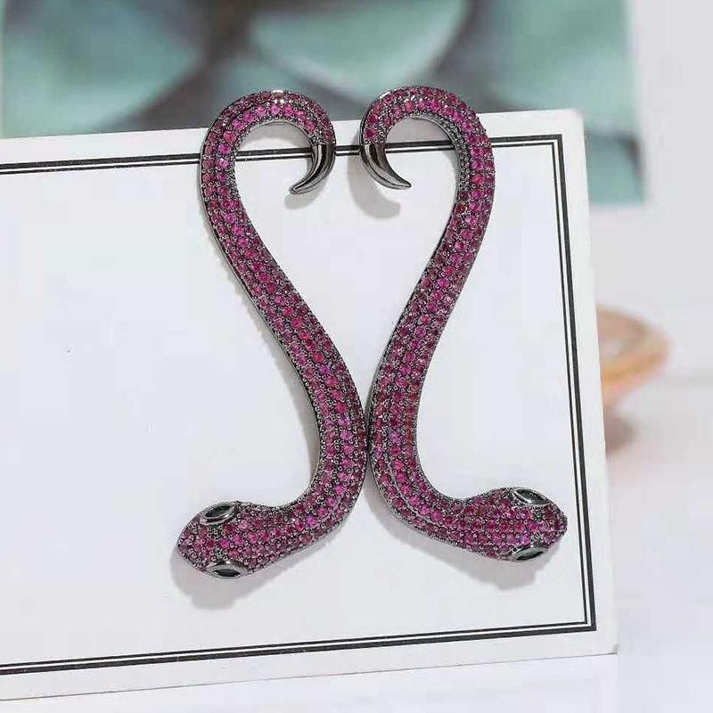 Fashion Women Micro-inlaid Zircon Snake-shaped Earrings Nhwk127264