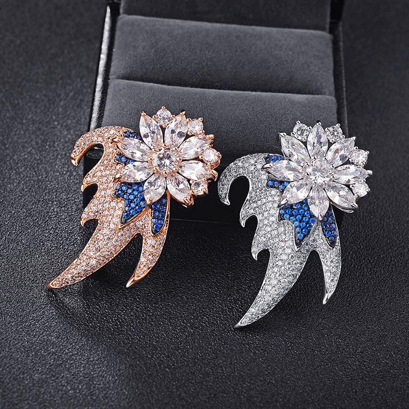 Womens Floral Micro-inlaid Zircon Flowers Copper Brooches Nhlj127330