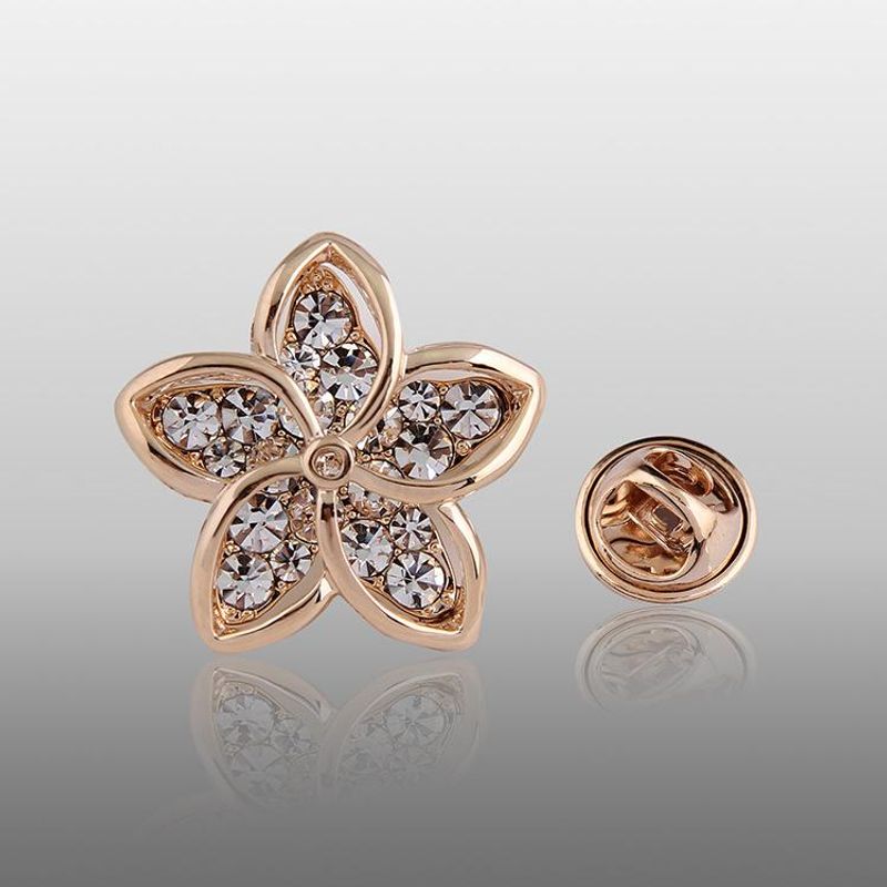 Womens Floral Rhinestone-studded Flower Plating Alloy Brooches Nhdr127358