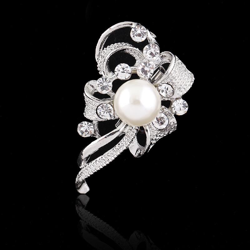 Usine Fournisseur Arc Corsage Coréenne Style Mode Bijoux Diamant Arc Broche Ornement