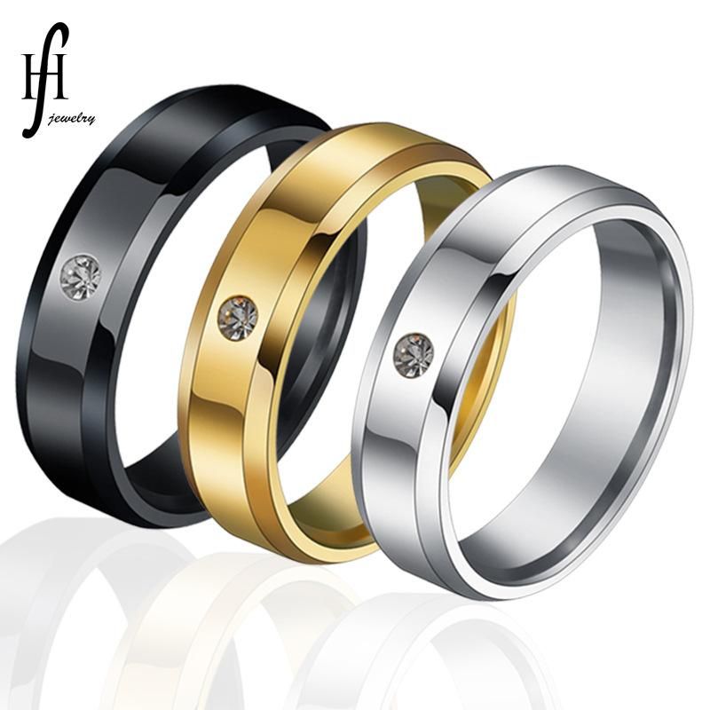 Fashion 6mm Beveled Glossy Rhinestone Couple Ring Nhhf127475