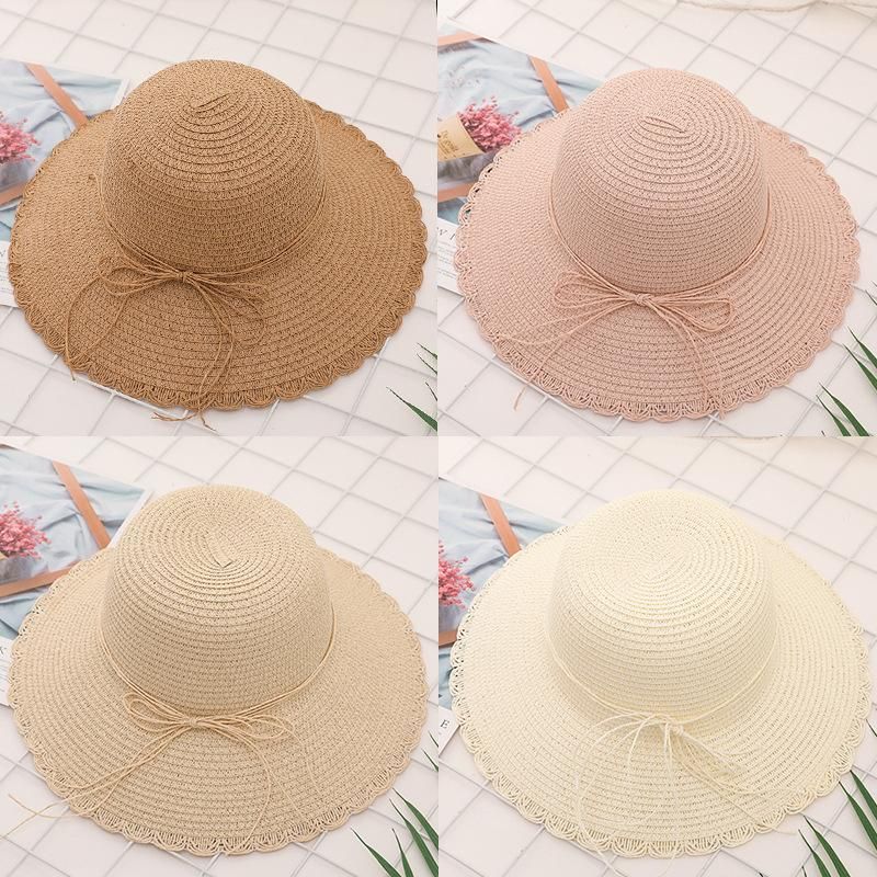 Lace Butterfly Rope Uv Protection Beach Straw Hat Nhxb127662