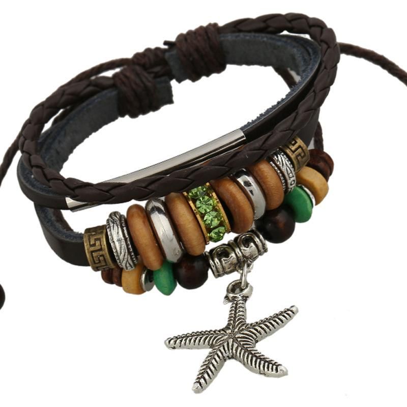 Fashion Beaded Cowhide Leather Bracelets &amp; Bangles Nhpk127703