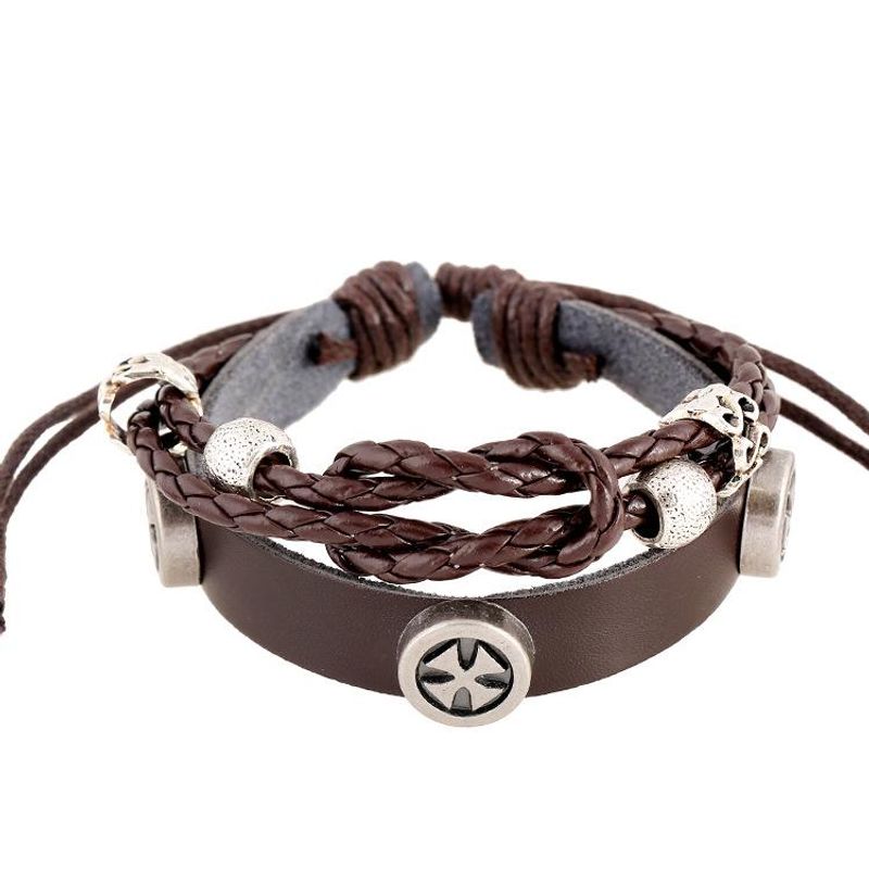 Vintage Cross Beaded Leather Bracelets &amp; Bangles Nhpk127714
