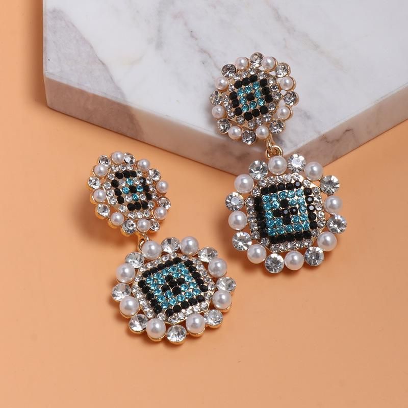 52294 Jujia Nouvelle Europe Et Amérique Creative Simple Couleur Diamant Boucles D'oreilles Élégant Accessoires Féminins