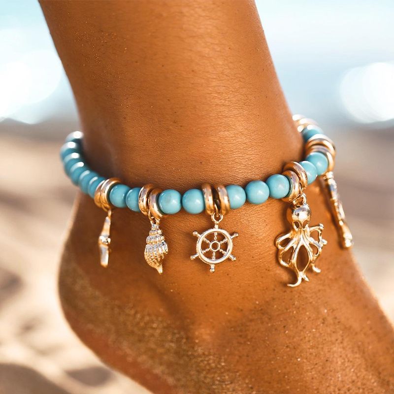 Creative Vintage Beach Conch Rudder Octopus Anklet Bracelet Nhpj128184