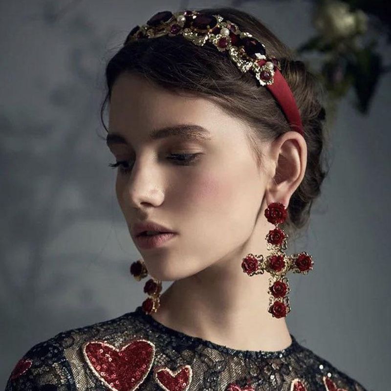 Neue Europäische Und Amerikanische Stil Barock Stirnband Ohrring Set Palast Damen Ball Persönlichkeit Stirnband Ohrringe