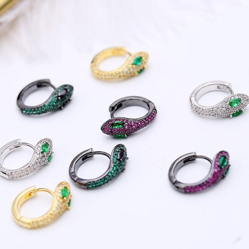 Fashion Micro-inlaid Zircon Snake Earrings Nhdo129029