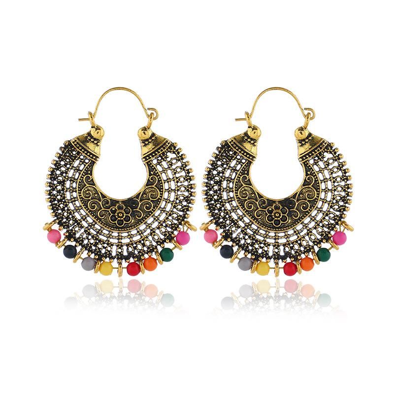 Indian Vintage Personality Colored Alloy Earrings Nhkq129249