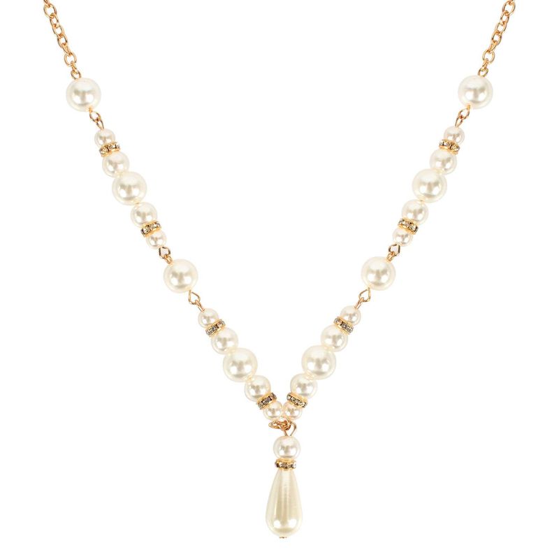 Fashion Personality Temperament Beads Micro-encrusted Alloy Water Drop Necklace Nhct129448