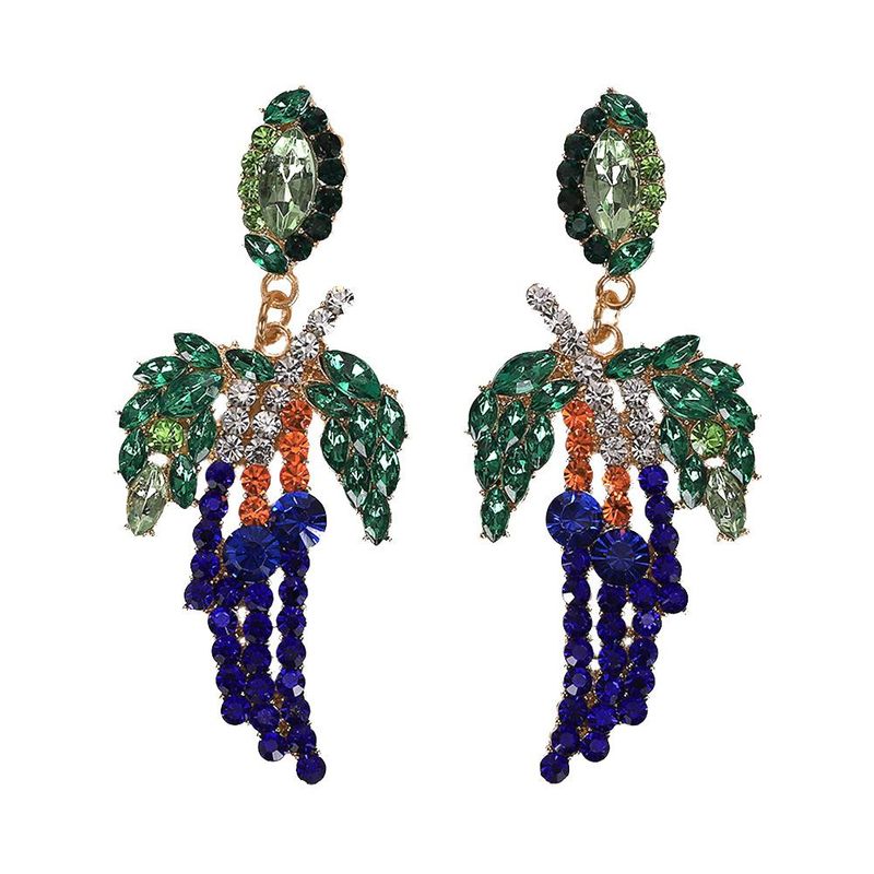 Exaggerated Rhinestone-studded Rhinestone Earrings Nhjq129511