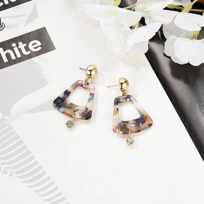 Creative Irregular Geometric Square Texture Acetate Plate Alloy Earrings Nhxs129824