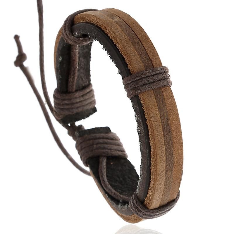Vintage Leather Bracelet Simple Woven Leather Bracelet Nhpk129841