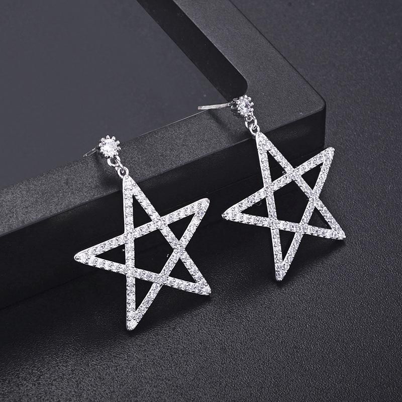 Fashion With Five-pointed Star Zircon Earrings Nhlj129871