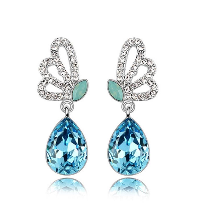 Fashion Imitated Crystal Rhinestone Butterfly Drop Earrings Nhlj129892