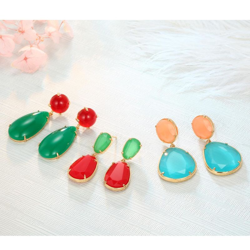 Color Imitation Natural Stone Long Earrings Nhgo129951