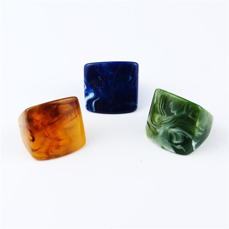 Exaggerated Vintage Natural Stone Square Ring Nhgo129976