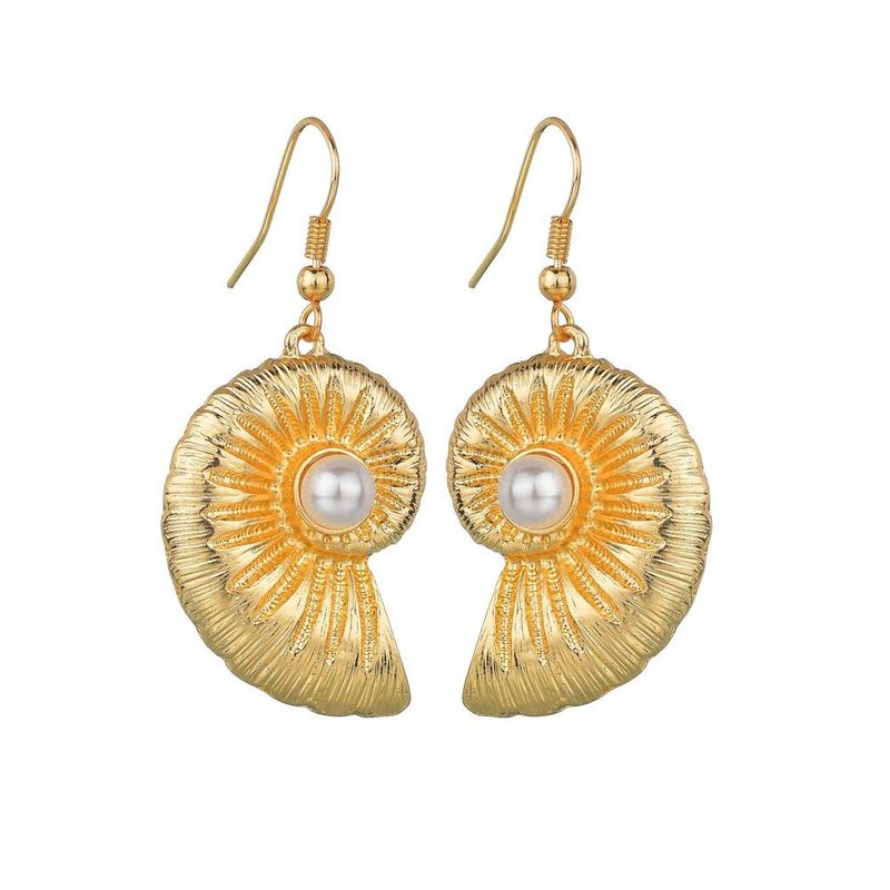 Womens Shell Textured Pattern Plating Alloy Earrings Nhbq125260