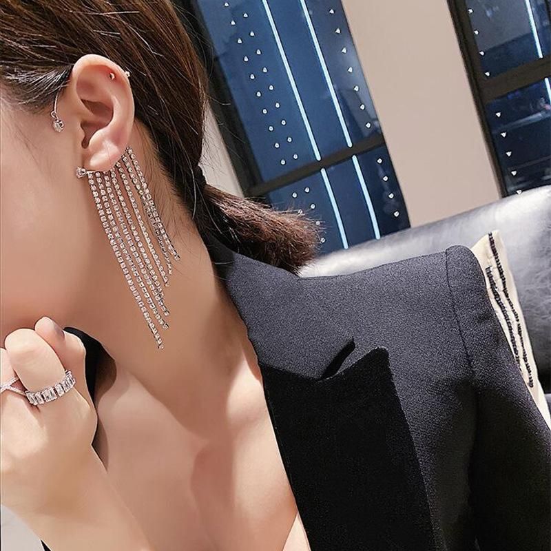 Womens U-shaped Full Tassel Plating Alloy Earrings Nhnt125289