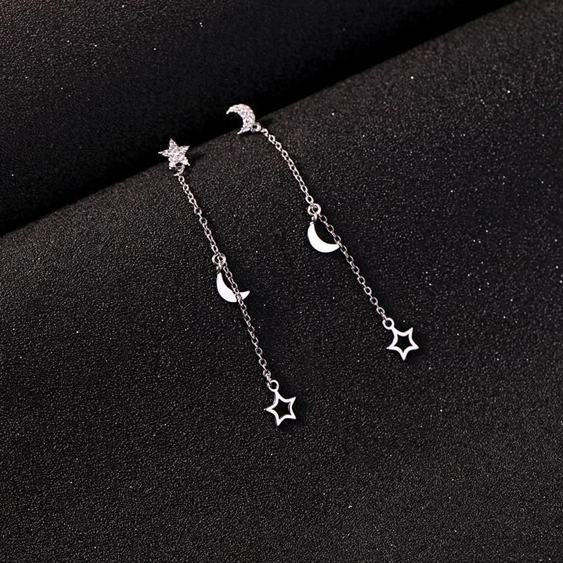 Coréenne De Femmes-style Ins-style Oreille Goujons Longue Élégante Fée Normcore Étoiles Lune Zircon Avec Diamant Eardrop Boucle D'oreille Me00235