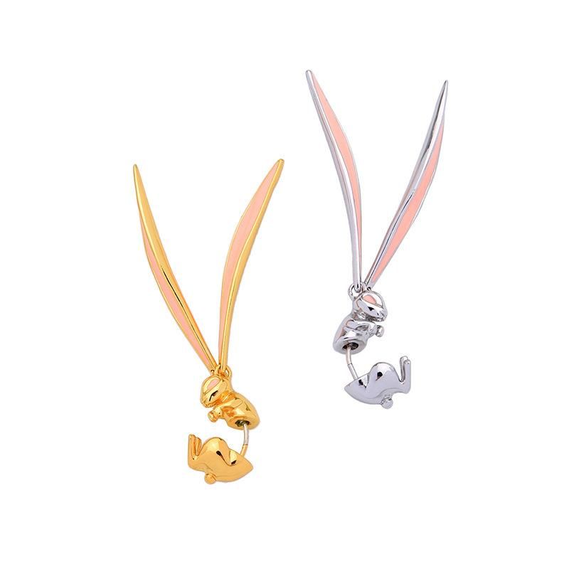Cute Bunny Licking Oil Earrings Nhqd125585