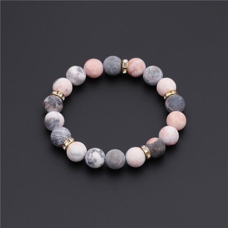 Grenz Überschreiten Der Schmuck  10mm Pulver Gefleckte Gefrostete Stein Perlen Armband Bracelet Hersteller