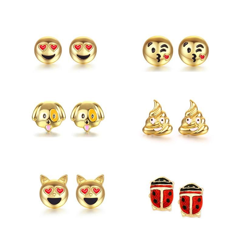 Fabrik Direkt Verkauf Europa Und Amerika  Hot Sale Tropf Öl Persönlichkeit Einfache Ohrringe Neue Kreative Emoji Ohrringe