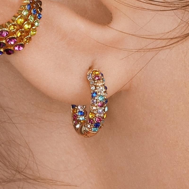 Womens Rhinestone Alloy Earrings Nhjj130410