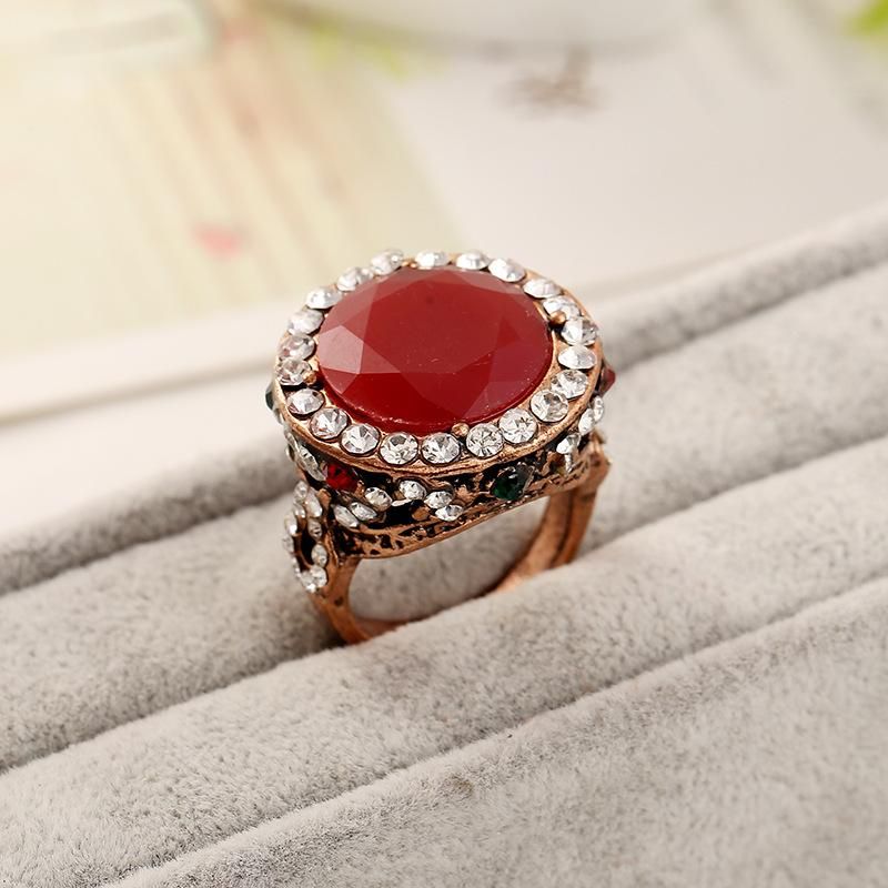 European And American Style Foreign Trade Hot-selling New Arrival Rhinestone Resin Bohemian Retro Couple Ring Rings Consignment