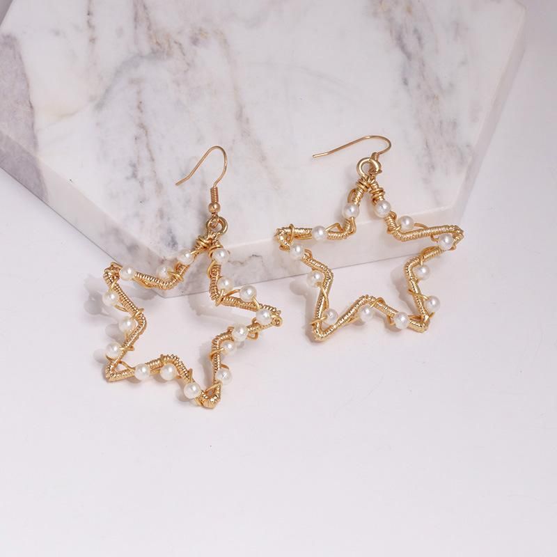 Simple Five-pointed Star Alloy Beads Creative Earrings Nhjj132921