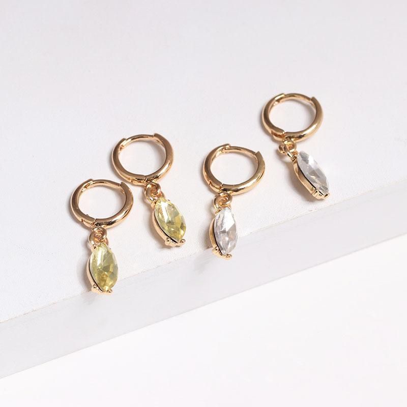 Korean Geometric Rhinestone-studded Gemstone Earrings Nhjj132952